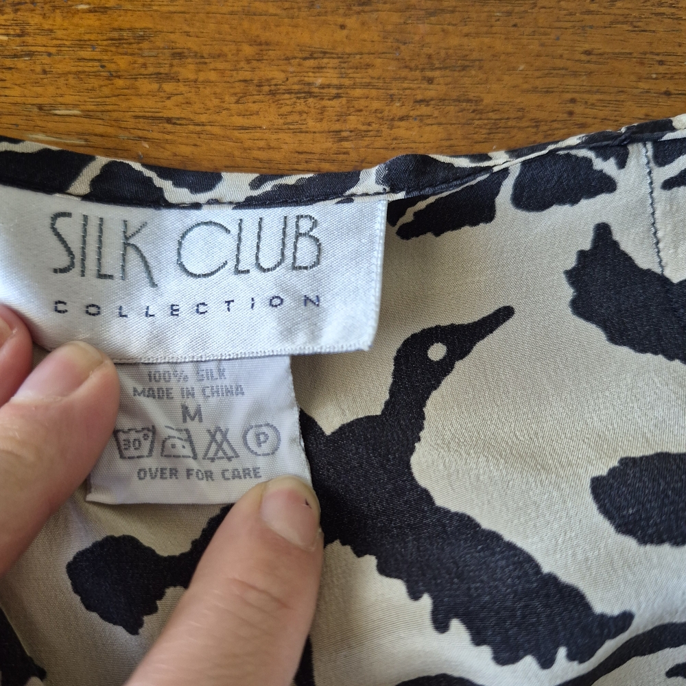 Silk Club Black and Cream 100% Silk Wrap Skirt - Picture 4 of 5